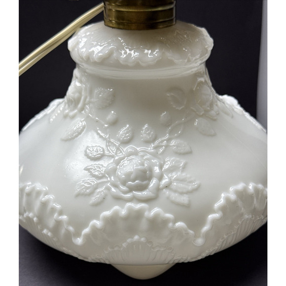 EAPG Dithridge Colonial OMN Rose Wreath Milk Glass Rose Wreath Lamp Base As-Is - Picture 4 of 15